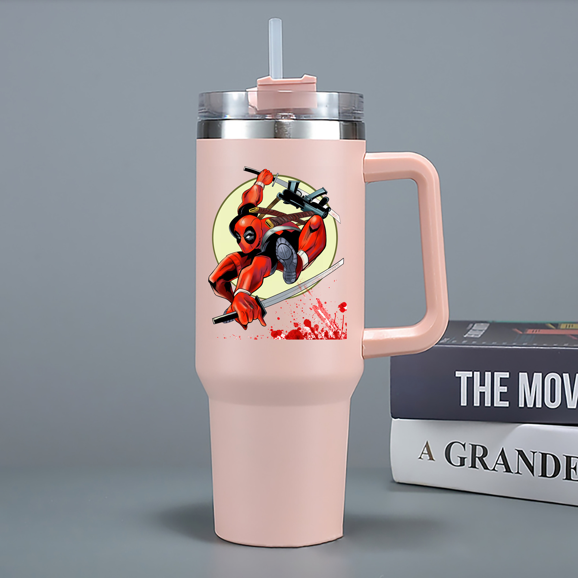 （画像用） Deadpool デッドプール 1200mL車用タンブラー - クリスタルステッカー（プラスチックストロー付き）